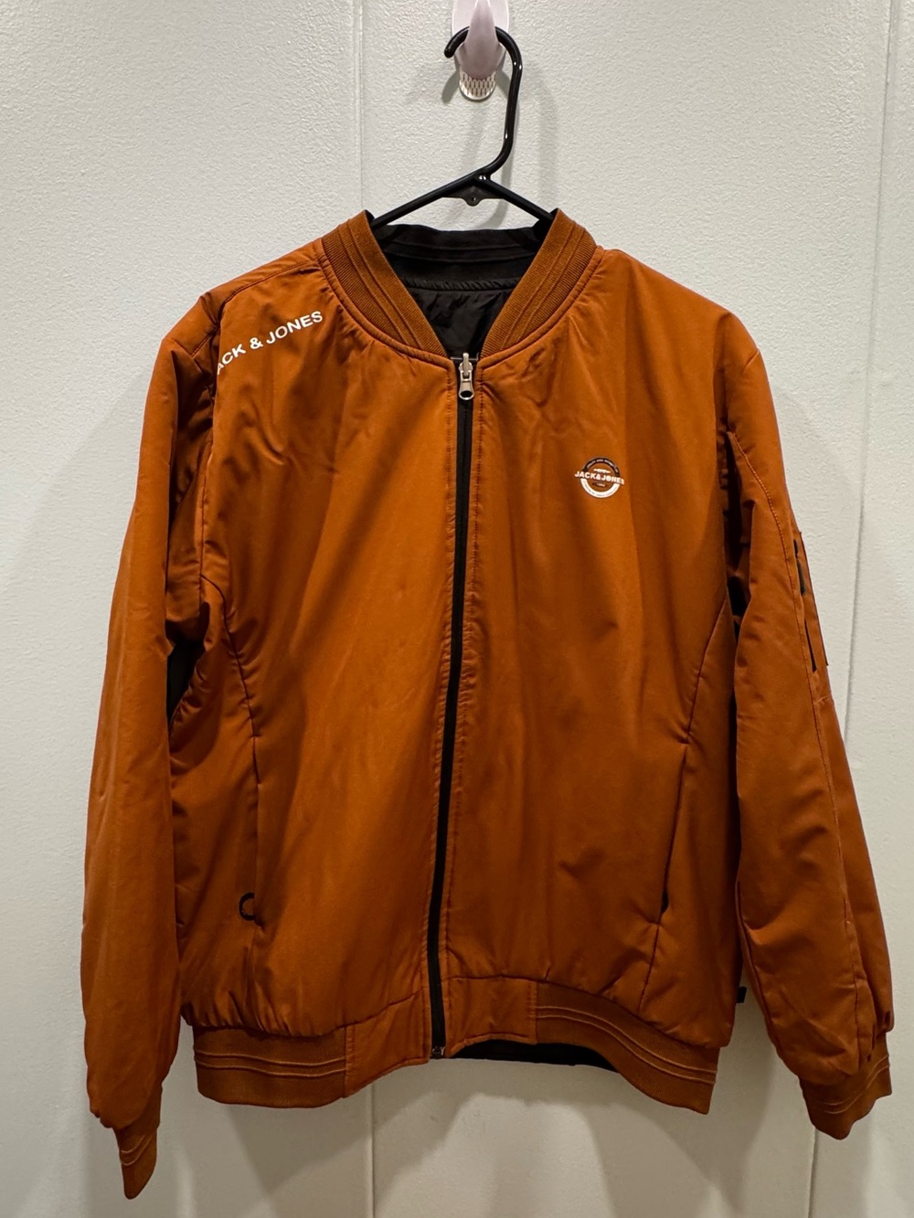 Jack & Jones Men’s Reversible Bomber Jacket Size L Full Zip Streetwear